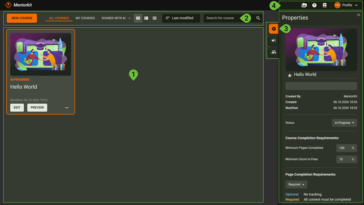 Overview of the Course Dashboard